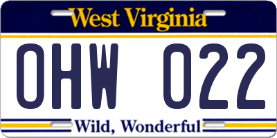 WV license plate OHW022
