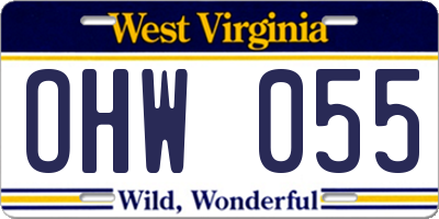 WV license plate OHW055