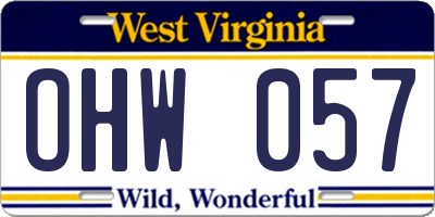 WV license plate OHW057