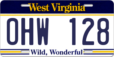 WV license plate OHW128