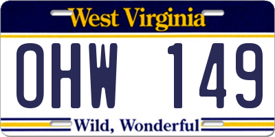 WV license plate OHW149