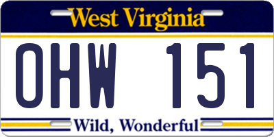 WV license plate OHW151