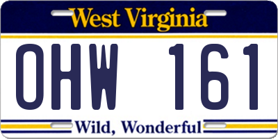 WV license plate OHW161