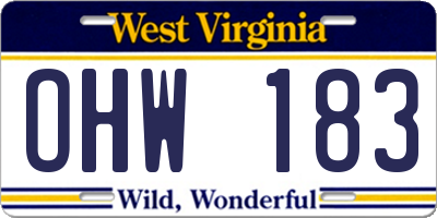 WV license plate OHW183