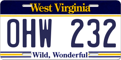 WV license plate OHW232