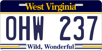 WV license plate OHW237