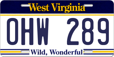 WV license plate OHW289