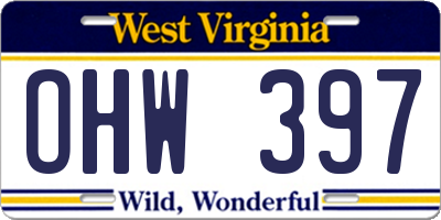 WV license plate OHW397