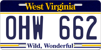 WV license plate OHW662
