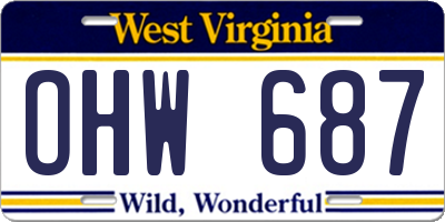 WV license plate OHW687