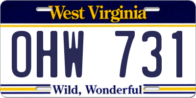 WV license plate OHW731