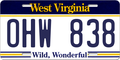 WV license plate OHW838