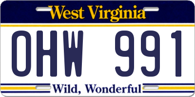 WV license plate OHW991