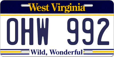 WV license plate OHW992