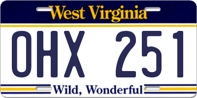WV license plate OHX251