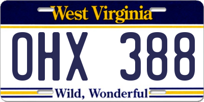 WV license plate OHX388