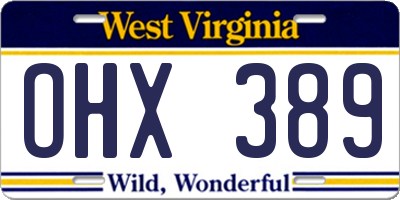 WV license plate OHX389