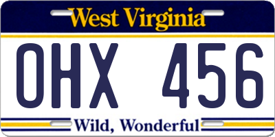 WV license plate OHX456