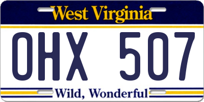 WV license plate OHX507