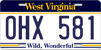 WV license plate OHX581