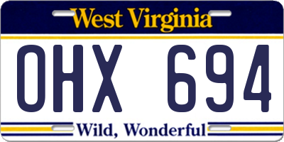 WV license plate OHX694