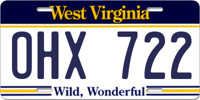 WV license plate OHX722