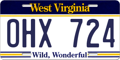 WV license plate OHX724