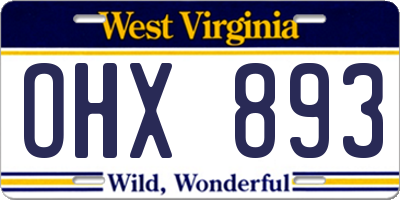 WV license plate OHX893