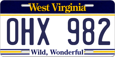 WV license plate OHX982