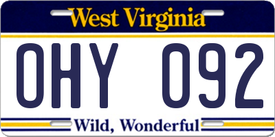 WV license plate OHY092
