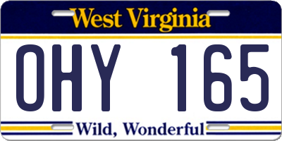 WV license plate OHY165
