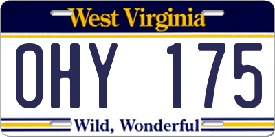 WV license plate OHY175