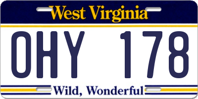 WV license plate OHY178