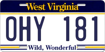 WV license plate OHY181