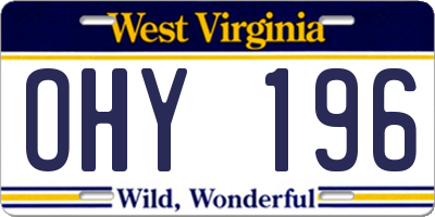 WV license plate OHY196
