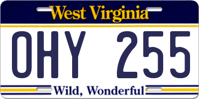 WV license plate OHY255
