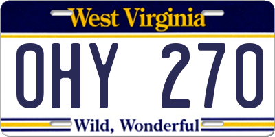 WV license plate OHY270