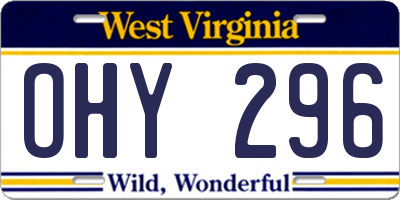WV license plate OHY296