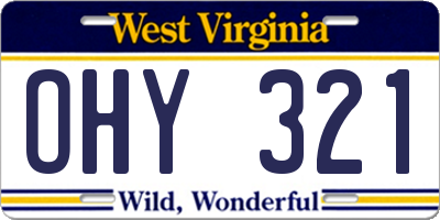 WV license plate OHY321