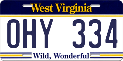 WV license plate OHY334