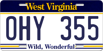 WV license plate OHY355
