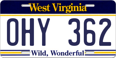 WV license plate OHY362