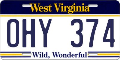 WV license plate OHY374