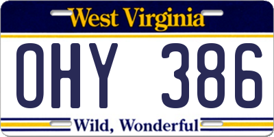 WV license plate OHY386