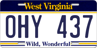 WV license plate OHY437