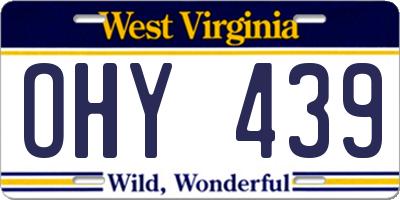 WV license plate OHY439