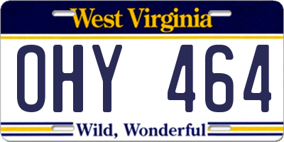 WV license plate OHY464