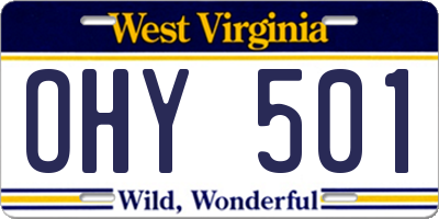 WV license plate OHY501