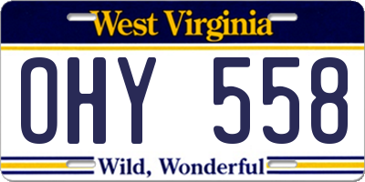 WV license plate OHY558