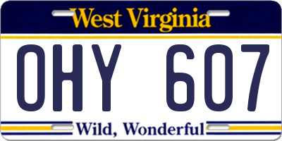 WV license plate OHY607
